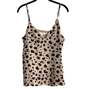 Socialite Scalloped Trim Cami Camisole Tank Top Leopard Print Size Medium